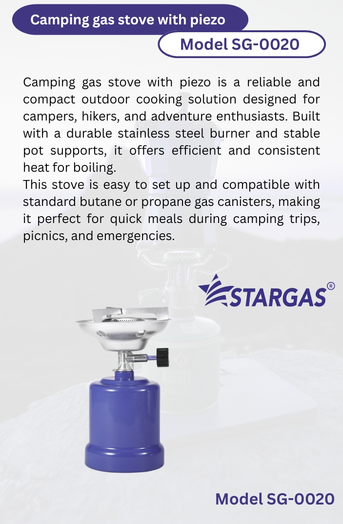 Camping gas stove with piezo