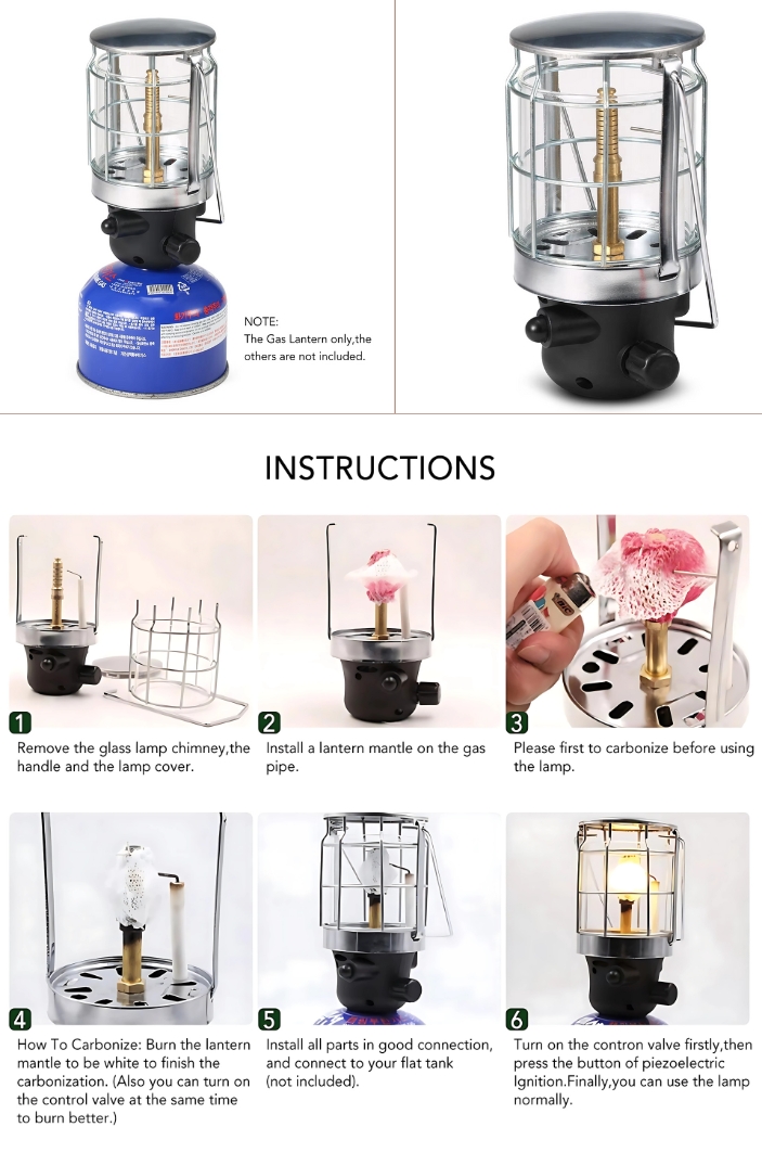 Camping Gas Lamp With Piezo Lighter