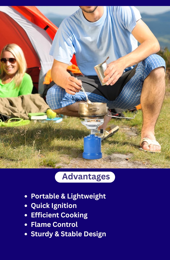 Camping gas stove with piezo