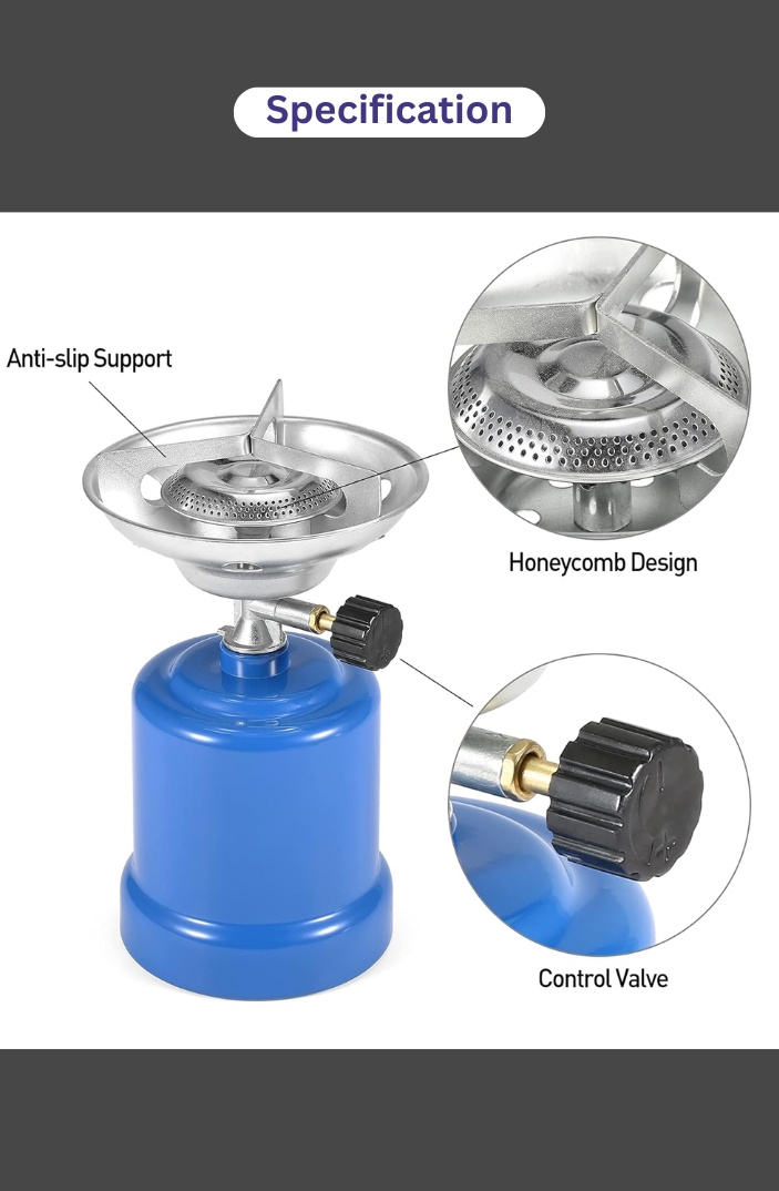 Camping gas stove with piezo
